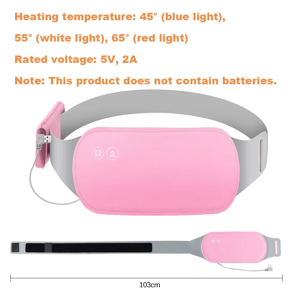 Heating Pad for Menstrual Cramps USB Powerbank Waist Massage Uterus Warm Belt 6 Vibration 3 Constant Temperature Abdomen Warmer